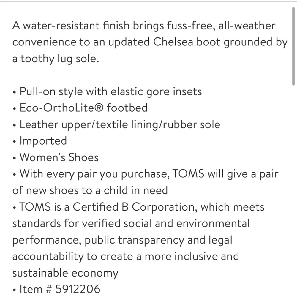 TOMS NWT❗️NIB❗️Cleo Water Resistant Chelsea Ankle Boots - Picture 9 of 9